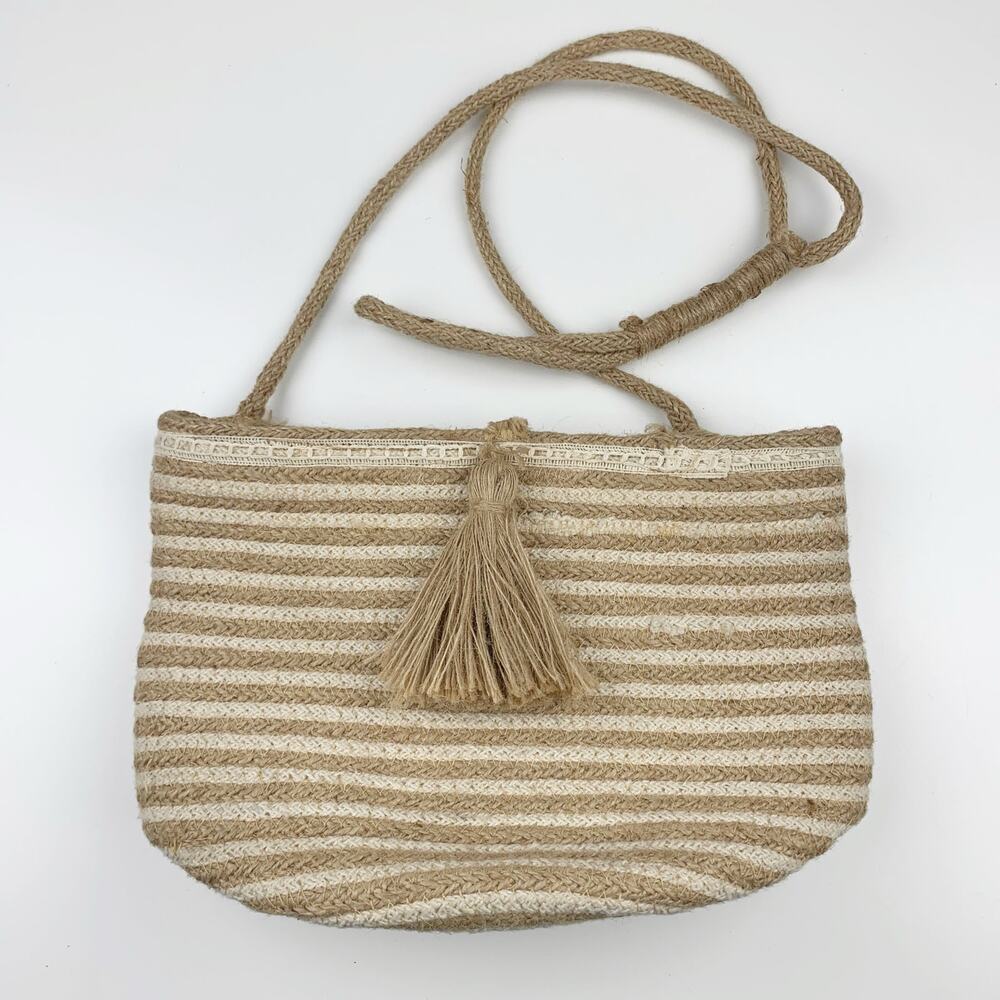 Woven Jute Wall Hanging Bag Basket Storage Organizer Boho Tassels Pot Holder